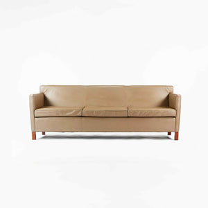 SOLD 2010s Mies Van Der Rohe Knoll Studio Dark Tan Leather Krefeld Three Seat Sofa