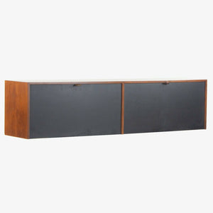 SOLD 1960s Florence Knoll Associates Hanging Wall Cabinet Sideboard Walnut and Black