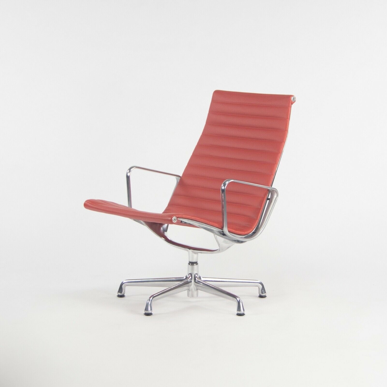SOLD 2010 Herman Miller Eames Aluminum Group Lounge Chair in Red Leather 1x Available