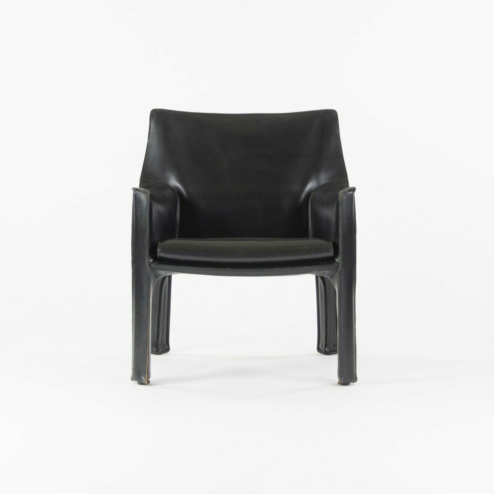 SOLD 2000s Pair of Mario Bellini Cab Lounge Chairs by Cassina of Italy in Black Leather