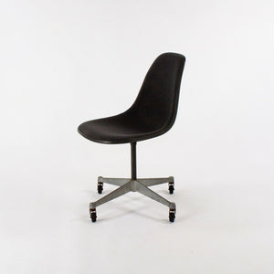 SOLD 1980s Herman Miller Eames Black Fabric Upholstered Side Shell Chair with Wheels