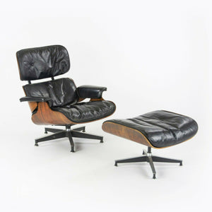 SOLD 1956 Holy Grail Herman Miller Eames Lounge Chair with Swivel Ottoman + Boot Glides + 3 Hole Arms