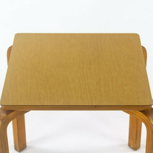 1950s Thonet Bent Birch Wood and Wood Grain Square Laminate Side / End Table