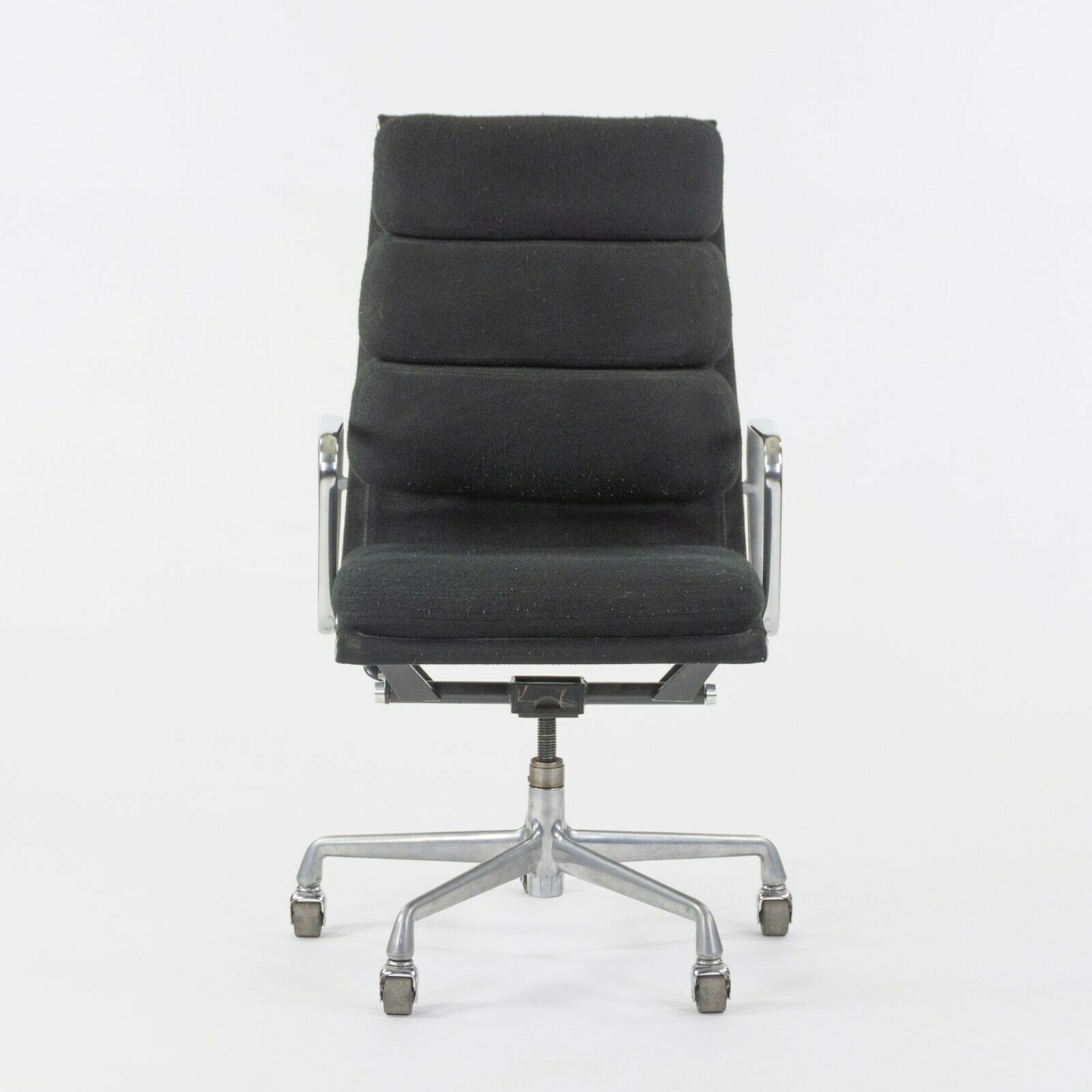 SOLD 1985 Black Fabric Eames Aluminum Group Soft Pad Executive High Back Desk Chair