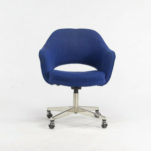 1974 Eero Saarinen for Knoll Rolling Executive Office Chair Original Blue Fabric