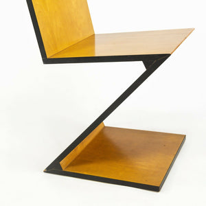 SOLD 1970s Set of Four Gerrit Thomas Rietveld Zig-Zag Chairs Unmarked in Cherry Wood