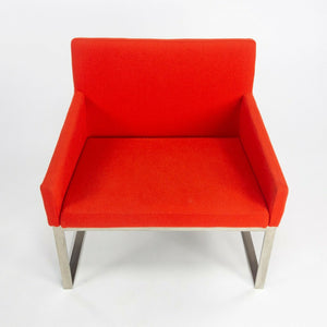 SOLD Pair of Fabien Baron Bernhardt Design B.3 Orange/Red Kvadrat Wool Lounge Chairs