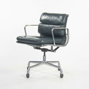 SOLD 1980s Herman Miller Eames Aluminum Group Soft Pad Management Desk Chair in Green Leather
