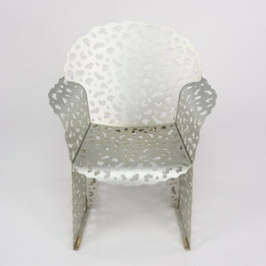 SOLD 1997 Richard Schultz Aluminum Topiary Outdoor Patio / Dining Table with 4 Arm Chairs