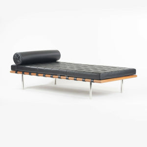 SOLD 2020 Mies Van Der Rohe for Knoll Barcelona Daybed / Couch / Bench in Black Leather