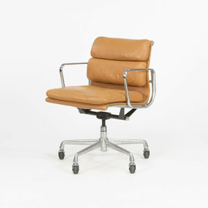 SOLD 1987 Herman Miller Eames Aluminum Group Soft Pad Desk Chairs in Tan Leather 16x Available