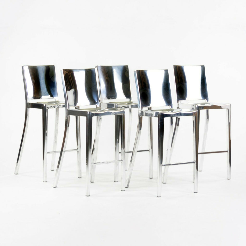 SOLD Emeco Hudson Bar Stool in Polished Aluminum by Philippe Starck 5x Available