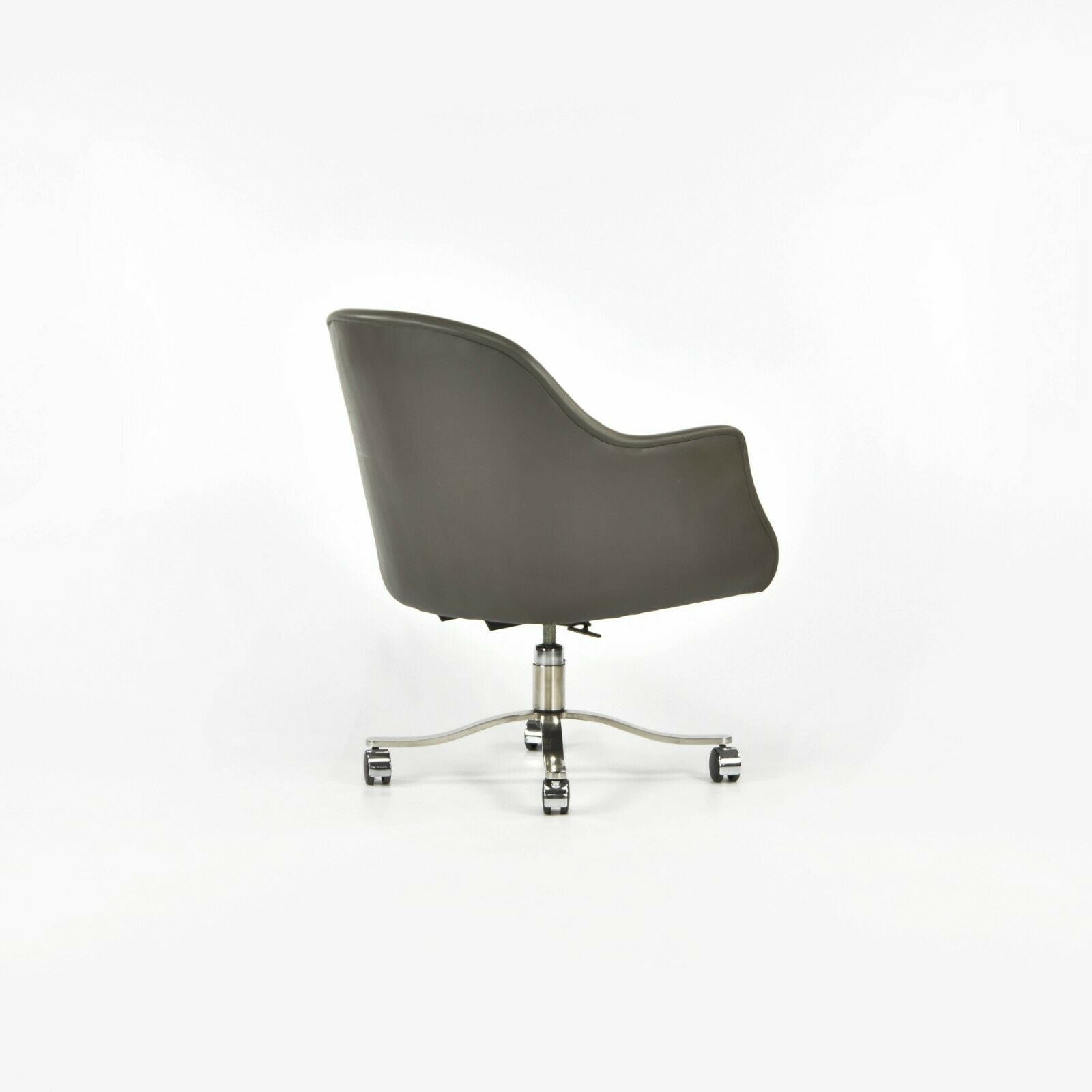 1980s Nicos Zographos Grey Leather Bucket Desk Chairs with Alpha Bases 2x Available