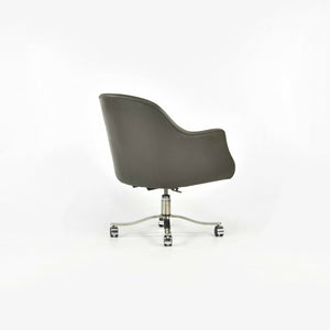1980s Nicos Zographos Grey Leather Bucket Desk Chairs with Alpha Bases 2x Available