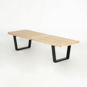 SOLD 2019 George Nelson Slatted Platform Bench with Natural Maple Top and Wood Legs