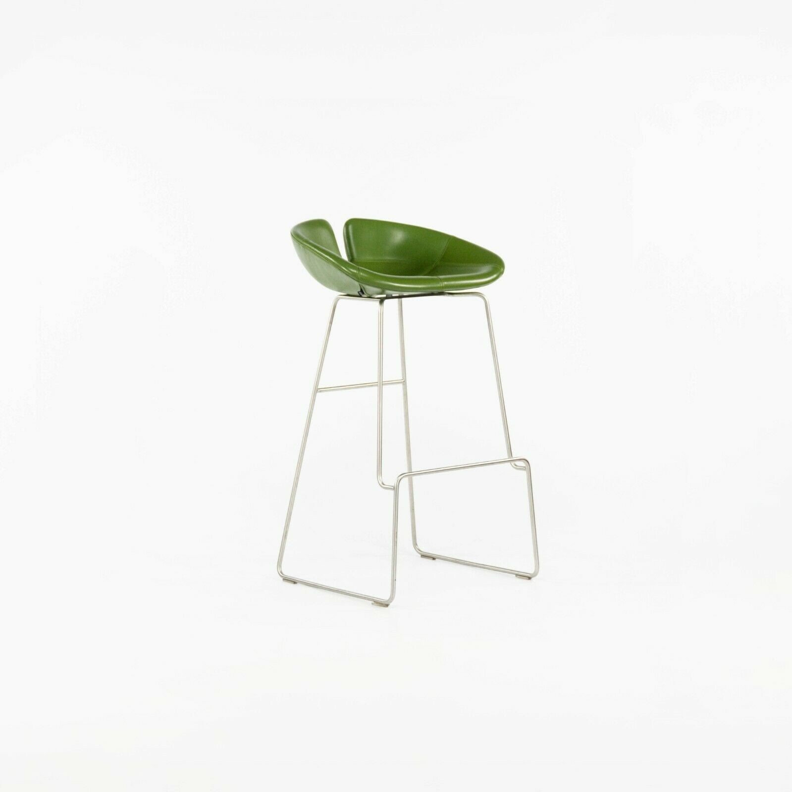 SOLD 2010 Patricia Urquiola for Moroso Fjord Bar Height High Stool in Green Leather