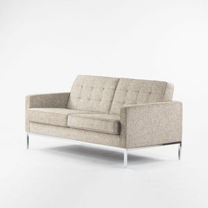 SOLD 2014 Florence Knoll Studio Two Seater Sofa Settee Loveseat Tan Fabric Upholstery