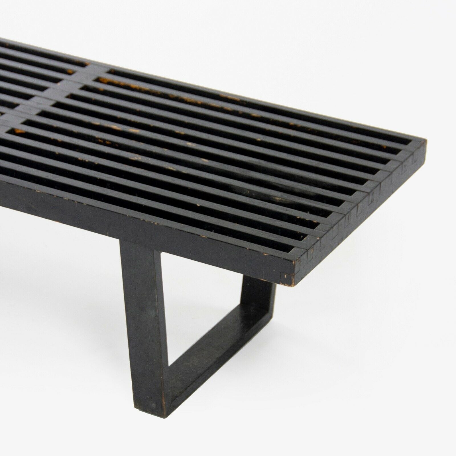 SOLD 1950s George Nelson for Herman Miller Black Ebonized Birch Bench Model 4692 68in