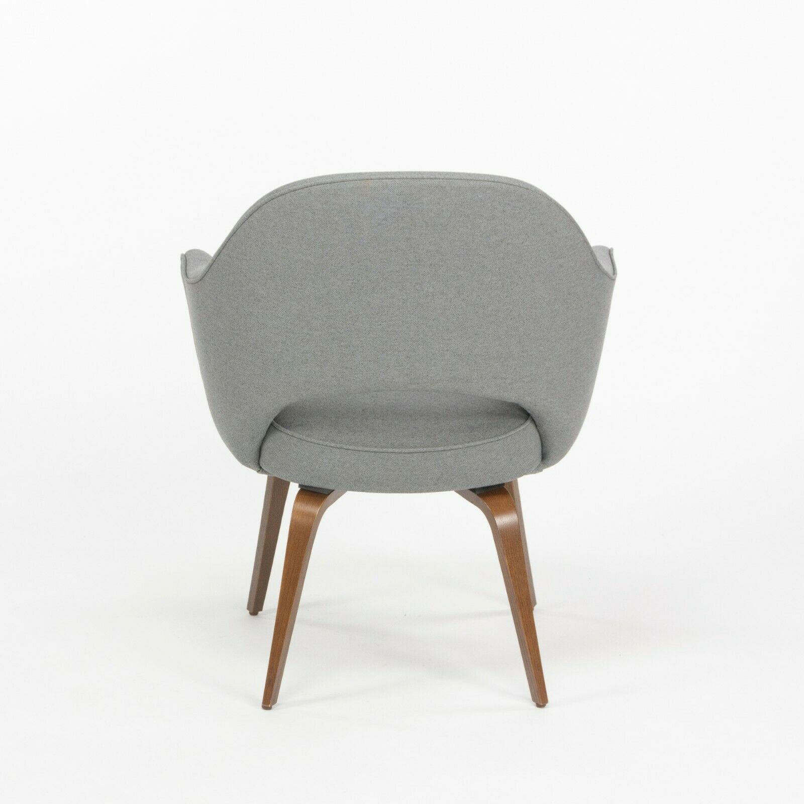 SOLD Eero Saarinen for Knoll 2020 Grey Fabric Executive Armchair with Wooden Legs