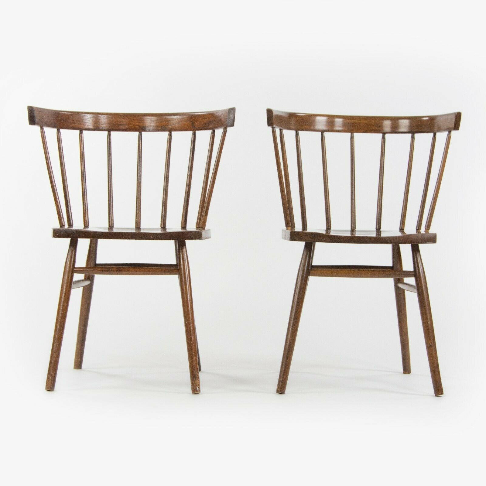 SOLD 1947 Pair of George Nakashima for Knoll N19 Straight Chairs with Dark Walnut Finish
