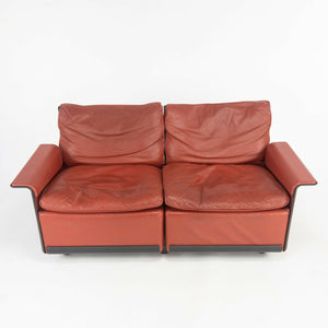 1980s Vintage Dieter Rams for Vitsoe 620 Red Leather and Black Two Seat Settee