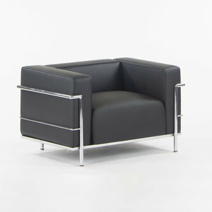 SOLD 1980s Pair of Cassina Le Corbusier LC3 Lounge Chairs with New Black Upholstery