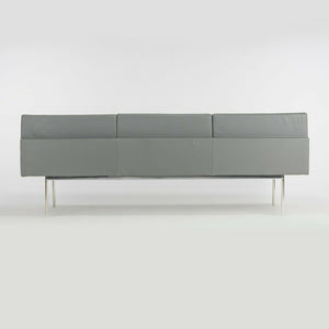 SOLD BassamFellows for Geiger & Herman Miller Grey Leather Armless Tuxedo 3 Seat Sofa