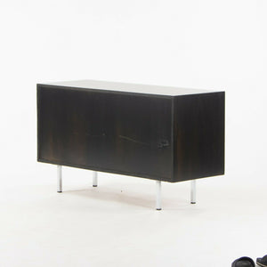 SOLD 1981 Florence Knoll 48in Black Sliding Door Cabinet Credenza with Leather Pulls