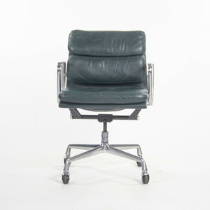 SOLD 1980s Herman Miller Eames Aluminum Group Soft Pad Management Desk Chair in Green Leather