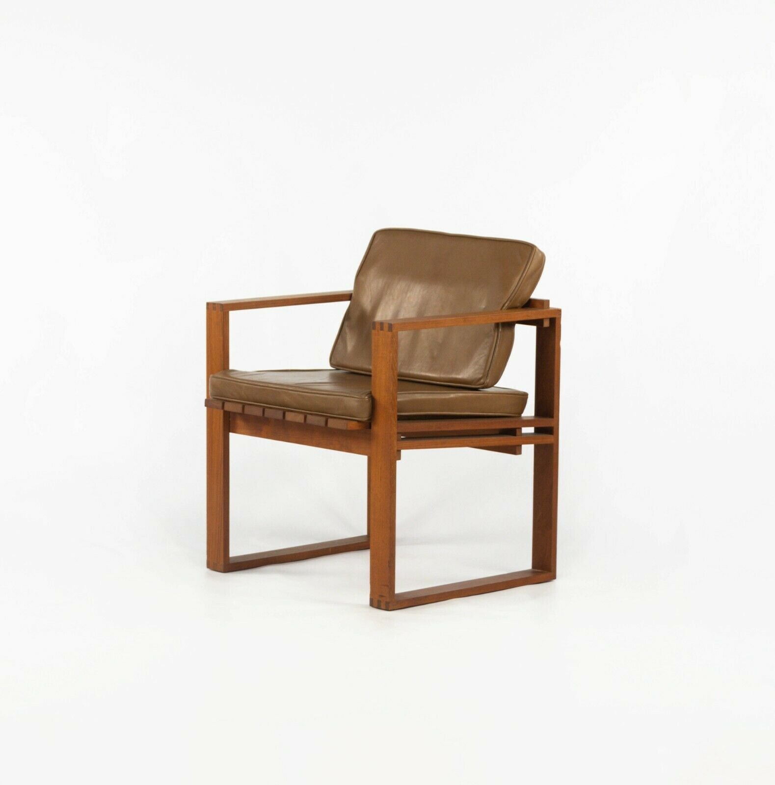 1975 Pair of Bodil Kjaer Teak & Leather Slat Seat Chairs by CI Designs of Boston