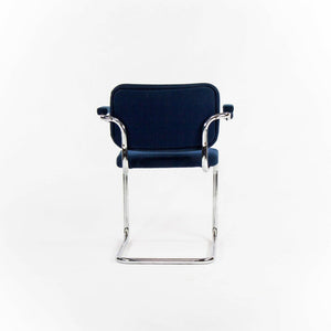 SOLD 1970s Pair of Marcel Breuer for Knoll Cesca Upholstered Armchairs in Blue Fabric