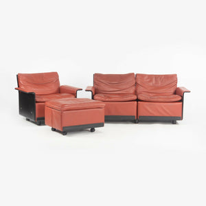 1980s Vintage Dieter Rams for Vitsoe 620 Red Leather and Black Two Seat Settee