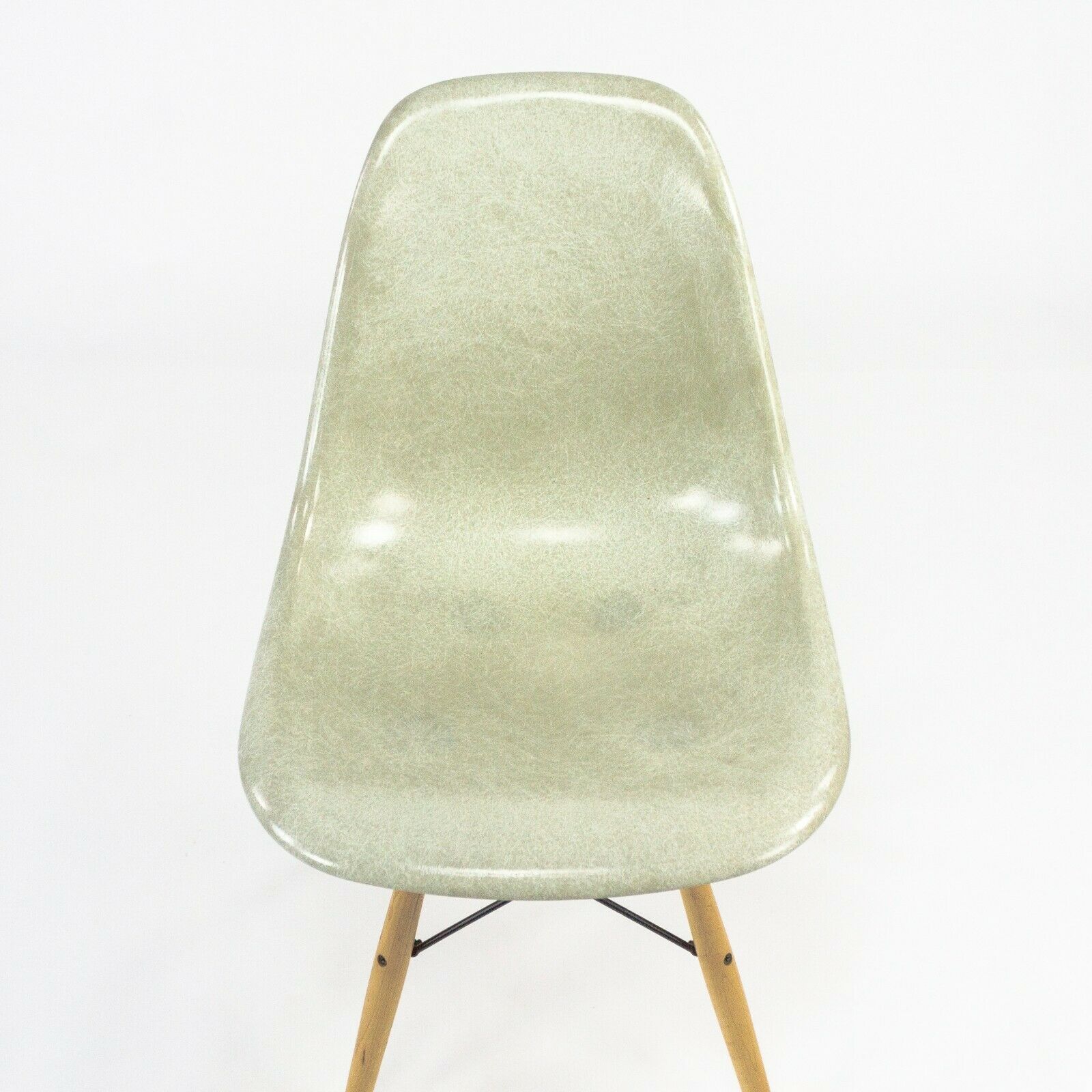 SOLD 2010s Eames Modernica Case Study Natural Fiberglass Side Shell Chair with Dowel Base