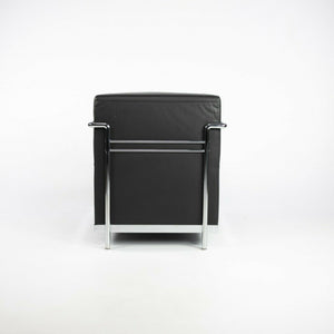 2010s Pair of Bernhardt Design Brellin Lounge Chairs in Black Leather with Chrome Frames
