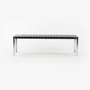 1950s Erwine & Estelle Laverne Woven Black Leather Bench Laverne International