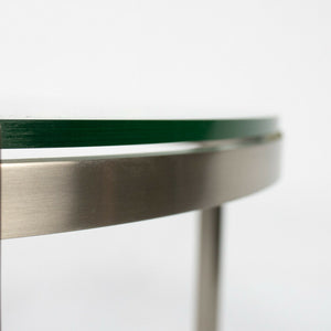 2010s Geiger Metal Series Matte Stainless Steel and Glass End Table / Side Table
