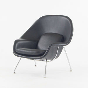 SOLD 1960s Eero Saarinen Knoll International Womb Chair and Ottoman New Black Leather
