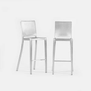 SOLD 2010s Philippe Starck for Emeco Hudson Bar Stool Pair Brushed Aluminum Finish