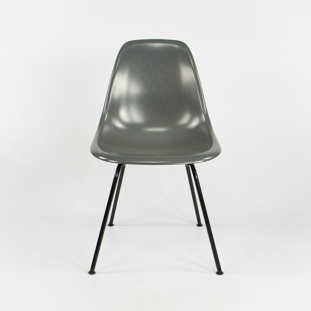 SOLD 2018 Herman Miller Eames DSX Fiberglass Side Shell Chair w/ H Base Gray / Black