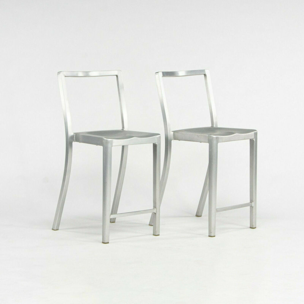 SOLD 2009 Pair of Emeco Icon Counter Stools by Philippe Starck in Brushed Aluminum