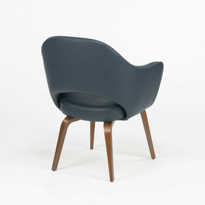 SOLD Eero Saarinen Knoll 2020 Executive Armchair in Navy Blue Leather w/ Wood Legs 5x Available
