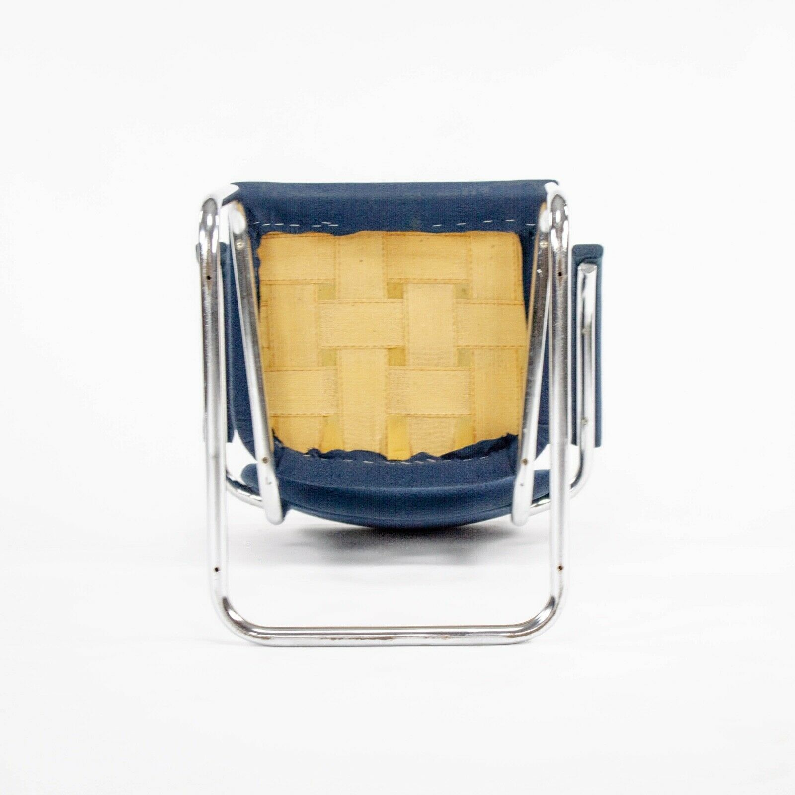 1970s Pair of Marcel Breuer for Knoll Cesca Upholstered Armchairs in Blue Fabric