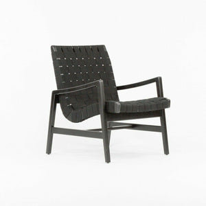 SOLD 2021 Jens Risom for Knoll Ebonized Maple & Black Cotton Lounge Chair with Arms