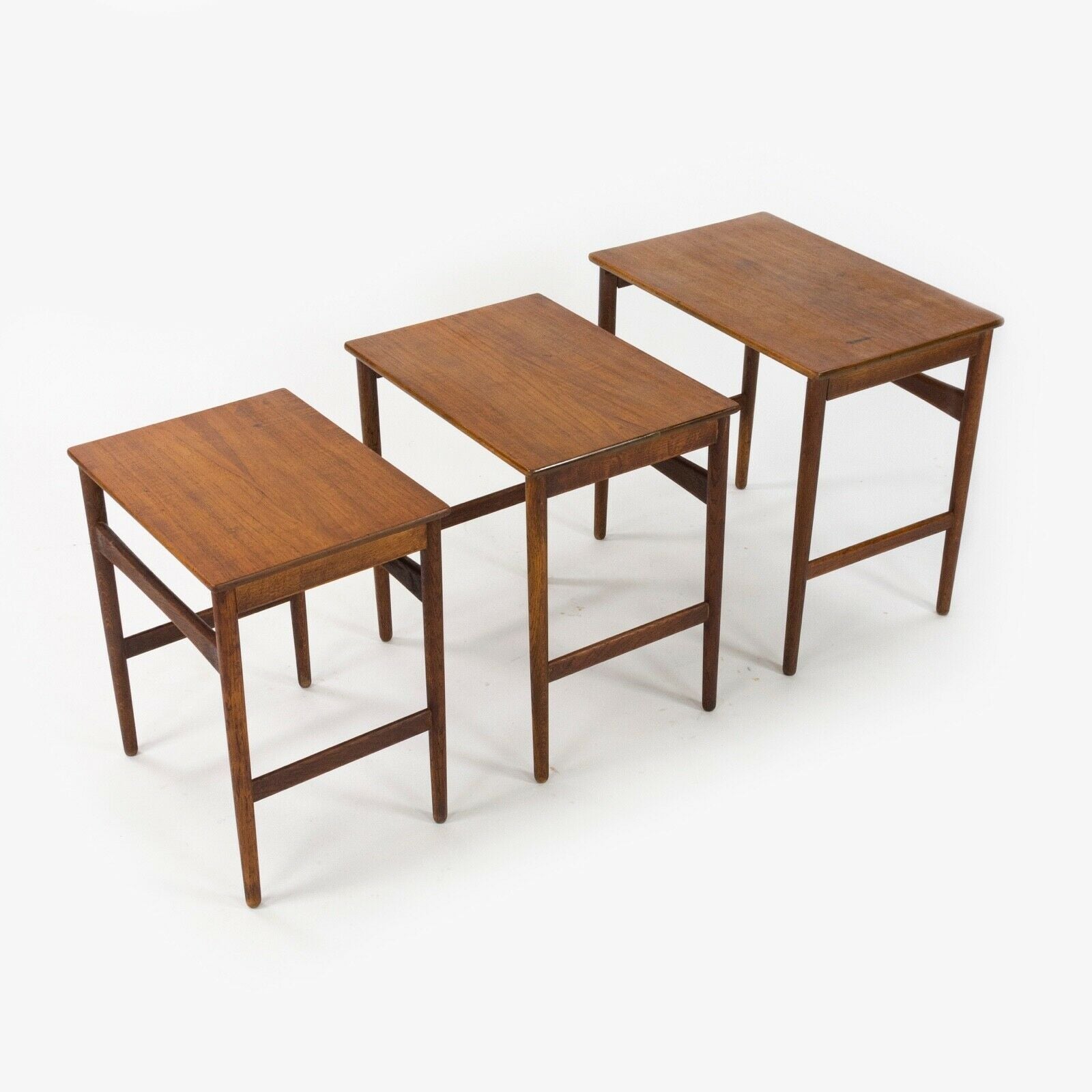 SOLD 1950s Vintage Hans J. Wegner Andreas Tuck Teak Nesting Tables Set of 3 Made in Denmark