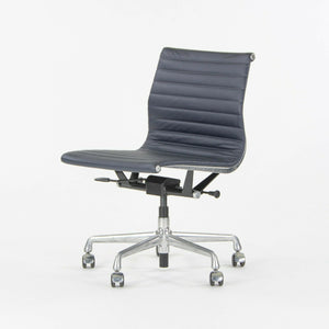 SOLD Herman Miller Eames Aluminum Group Management Armless Desk Chairs in Navy Leather