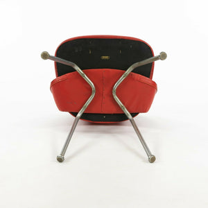 1963 Pair of Eero Saarinen for Knoll Red Vinyl Armless Executive Dining Chairs