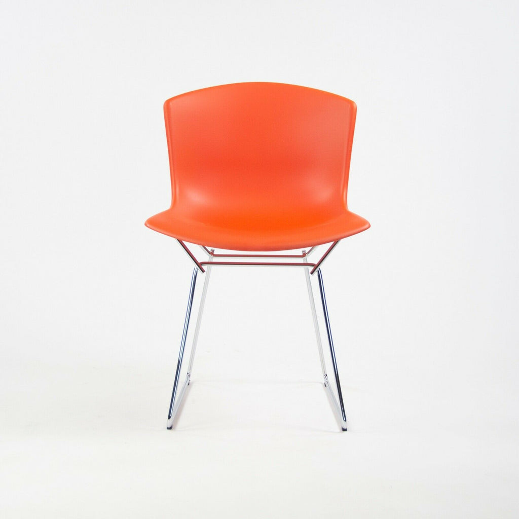SOLD Harry Bertoia for Knoll Studio Molded Plastic Side Shell Chair Chrome Base Orange/Red