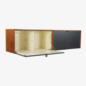 SOLD 1960s Florence Knoll Associates Hanging Wall Cabinet Sideboard Walnut and Black
