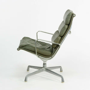 SOLD 1970s Herman Miller Eames Aluminum Group Soft Pad Lounge Chair in Green Leather