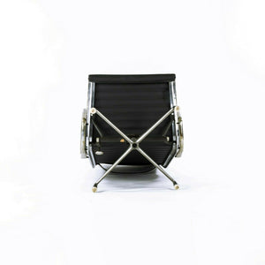 SOLD 1978 Herman Miller Eames Aluminum Group Lounge Chair in Smooth Black Leather
